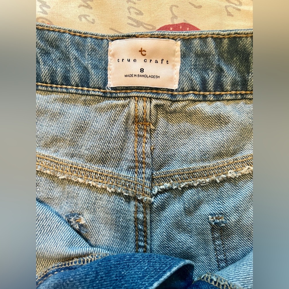 Women’s True Craft size 8 Denim Blue Jean Skort Medium Wash w/ Light Distressing - Picture 13 of 16